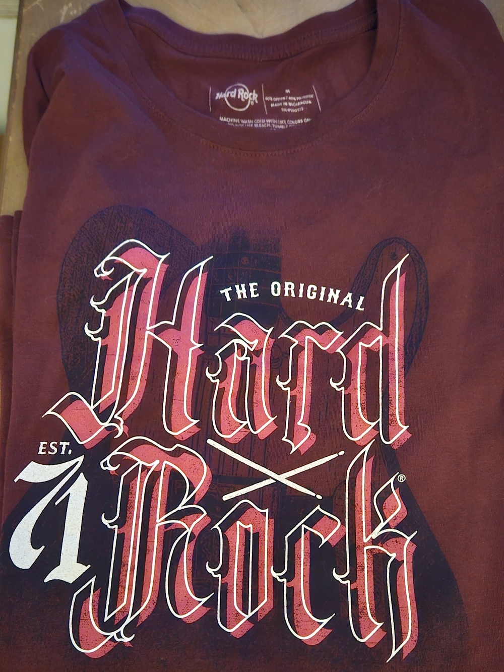 Hard Rock Graphic Tee - Burgundy Medium Long Sleeve